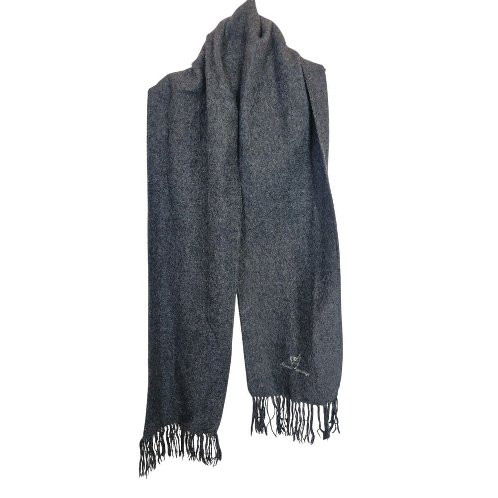 Alpaca Camargo Gray Soft Lightweight Made in Peru Fringe‎ Scarf Size 65" Long